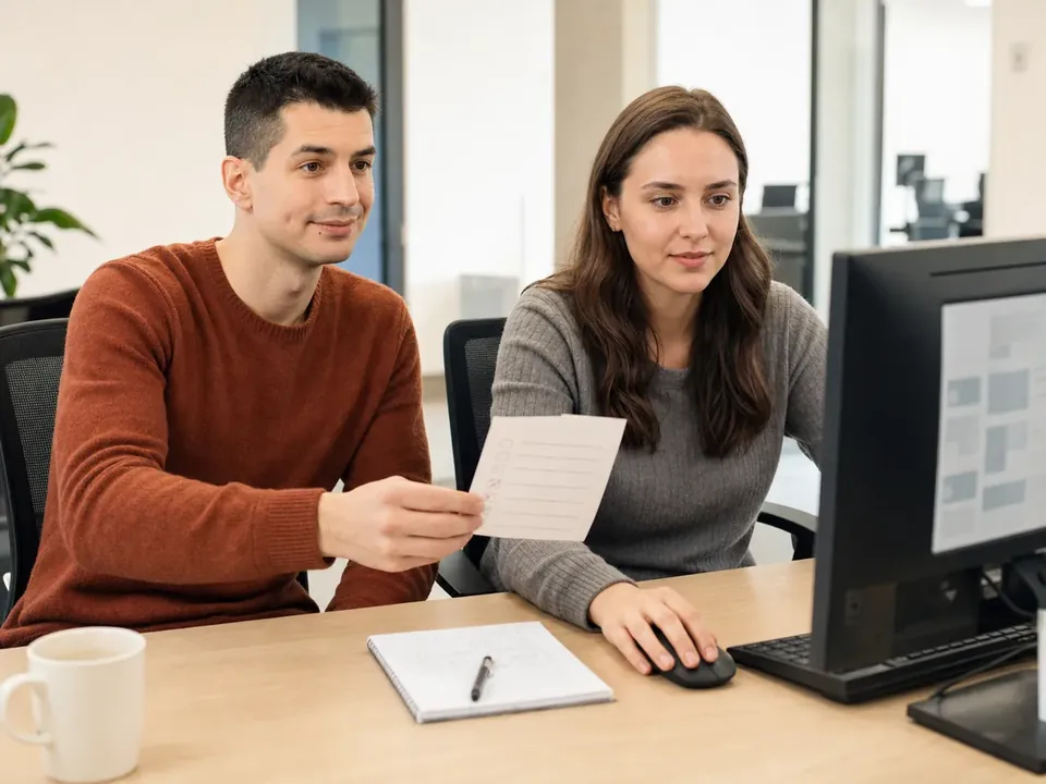 Benjamin examine un reporting automatisé dans un environnement de travail moderne