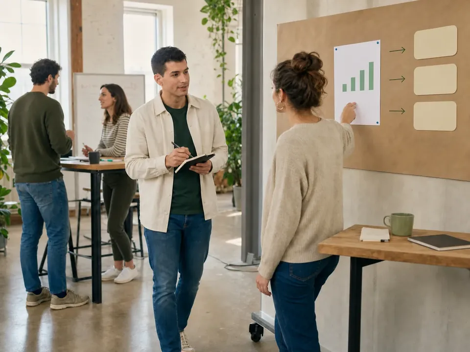 Benjamin écoute une participante pendant un atelier Power BI